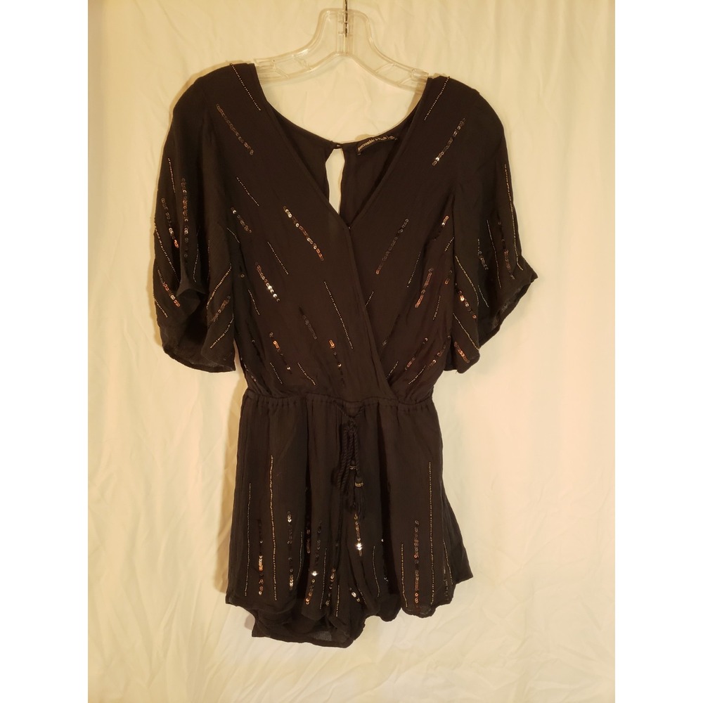 Women's Abercrombie And Fitch Black Embellished Shorts Romper Size XS